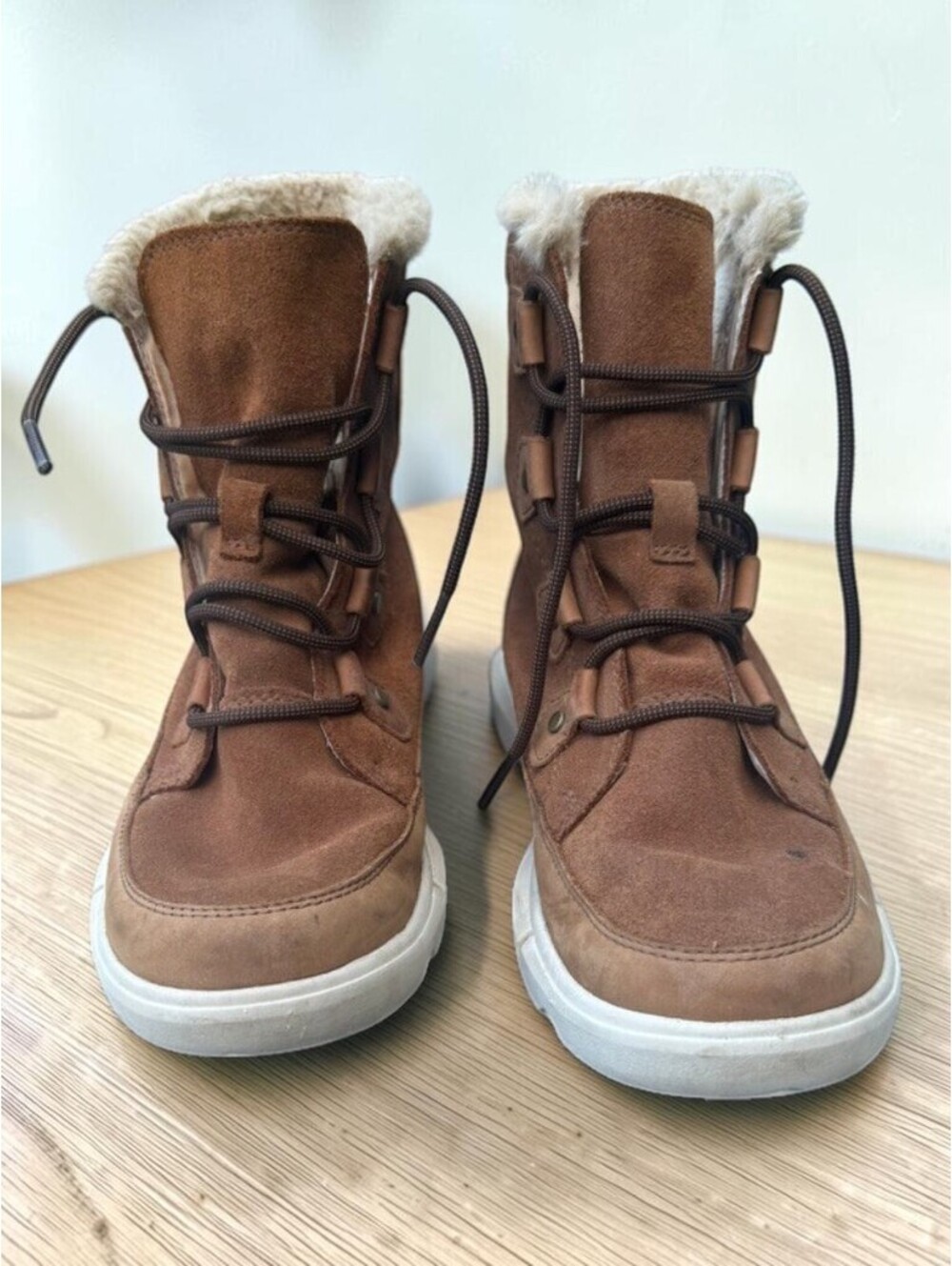 Sorel Explorer II Joan Women’s 8 Brown Suede Waterproof Faux Fur Boots